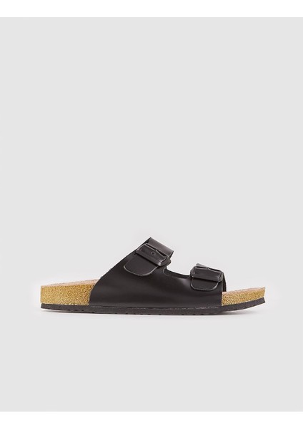 Unisex Arzn Çift Bantlı Günlük Terlik 002KD Siyah