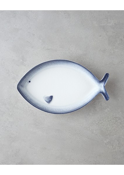 Marinova Porselen Kayık Tabak 26, 5 cm Mavi-Beyaz