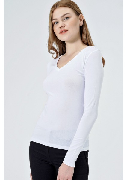 V Yaka Uzun Kol Bluz fırsatları