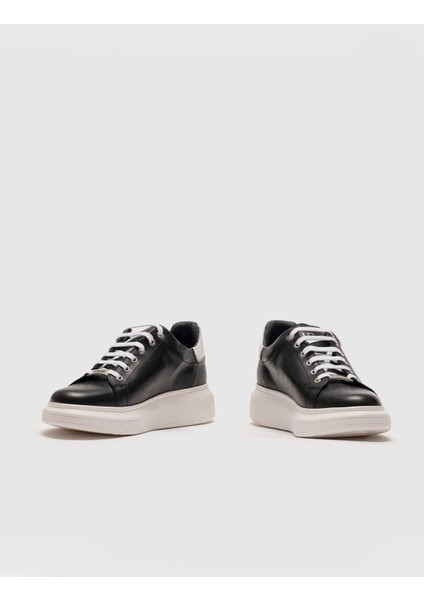 Kadın Yüksek Light Taban Bağcıklı Sneaker Ayakkabı 302M1325 Siyah
