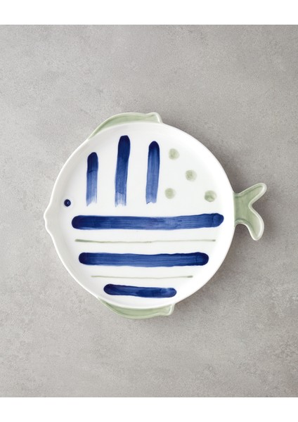 Marinique Porselen Pasta Tabağı 23 cm Mavi-Yeşil