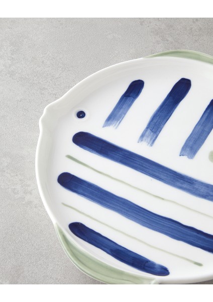 Marinique Porselen Pasta Tabağı 23 cm Mavi-Yeşil