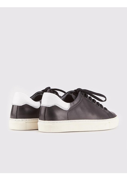 Hakiki Deri Siyah Sneaker Bağcıklı Kadın Spor Ayakkabı fırsatları