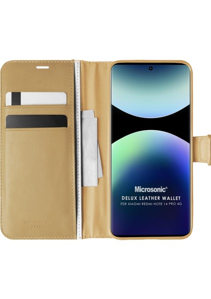 Xiaomi Redmi Note 14 Pro 4g Kılıf Delux Leather Wallet Gold