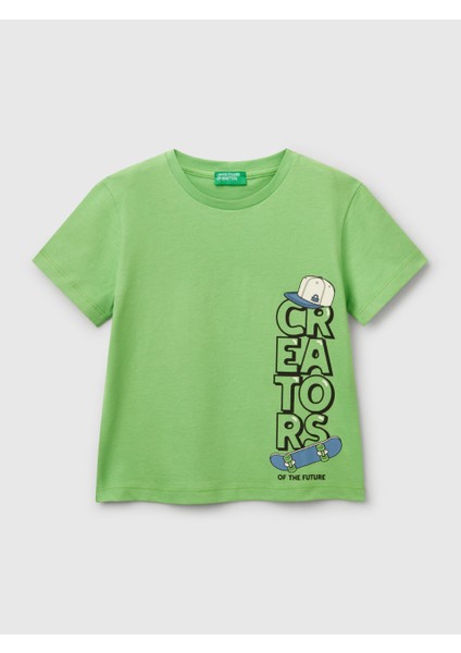 Erkek Çocuk Baskılı Tshirt 1-6 Yaş Yeşil