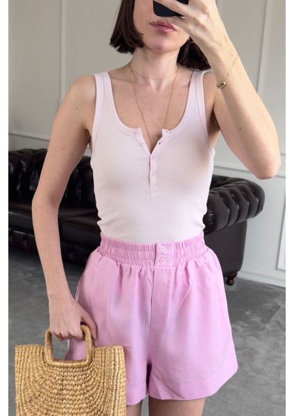 Kalın Askılı Düğmeli Premium Atlet- Pembe modelleri