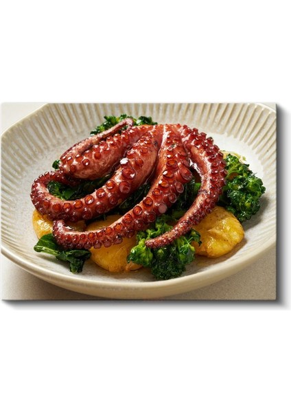 Ahtapot Tabağı - Akdeniz Mutfağı Kanvas Tablo
