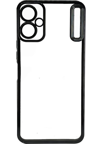 Tecno Spark 9t Kılıf Logo Yeri Açık Kamera Lens Korumalı Renkli Kenarlı Şeffaf Silikon