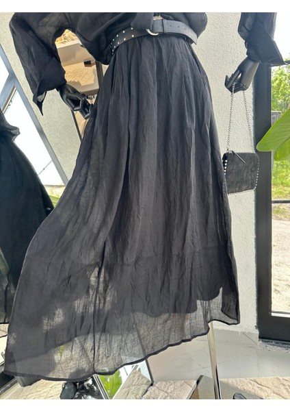 Kırışık Etekli Takım Siyah indirimleri