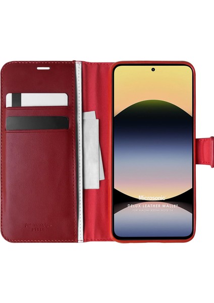 Xiaomi Redmi Note 14 4g Kılıf Delux Leather Wallet Kırmızı