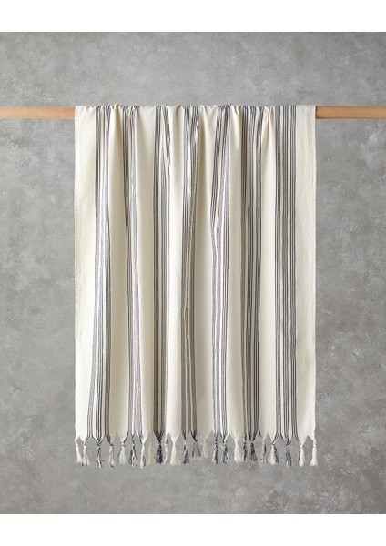 Bohem Line Pamuklu Peştamal 90X150 cm Açık Bej-Koyu Lacivert
