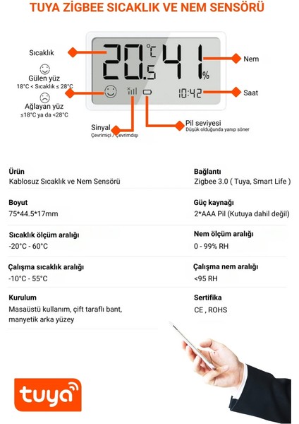 Tuya Zigbee Sıcaklık ve Nem Sensörü modelleri