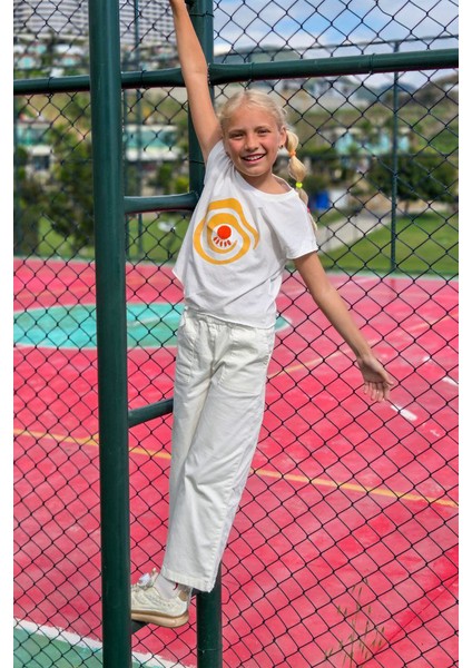 Minojoy Ekru Baskılı Pamuklu Kız Çocuk Tshirt indirimleri