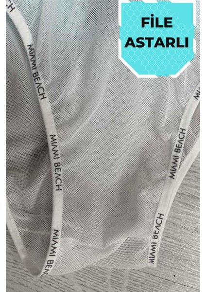 Su Itici Özellikli Dijital Baskılı Erkek Plaj Deniz Şort Mayo - 0204-BEYAZ indirimleri