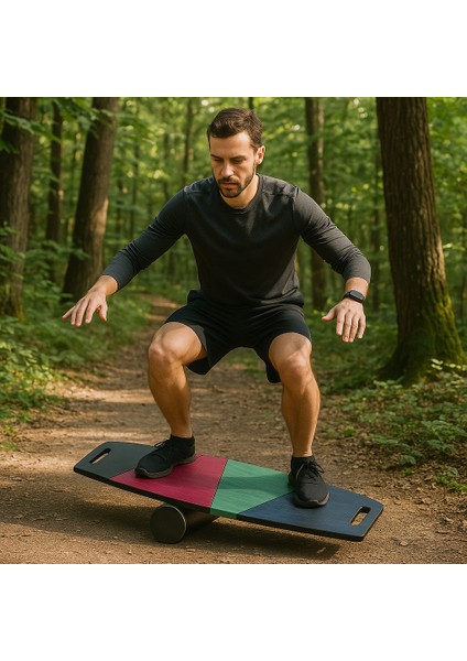 Renkli Denge Tahtası Balance Roller Board Sörf Eğitim Tahtası Kaykay Eğitim Tahtası