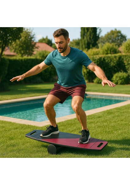 Siyah/kırmızı Denge Tahtası Balance Roller Board Çift Fonksiyonlu Sörf Eğitim Tahtası Kaykay Eğitim Tahtası fiyatları