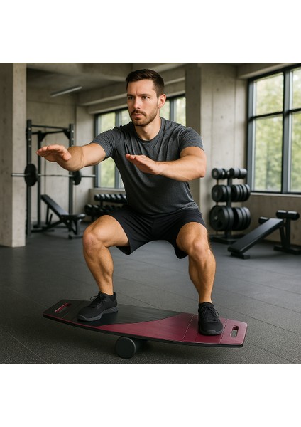 Siyah/kırmızı Denge Tahtası Balance Roller Board Sörf Eğitim Tahtası Kaykay Eğitim Tahtası