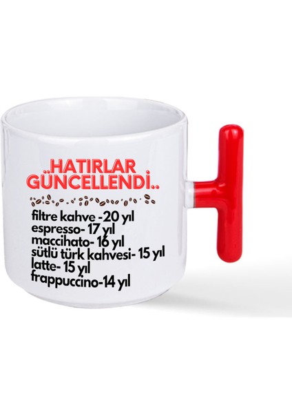 Hatırlar Güncellendi Baskılı Kırmızı T Kulplu Kupa Bardak