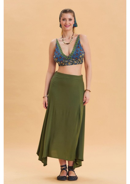 Fermuar Detaylı Yırtmaçlı Asimetrik Etek fiyatları