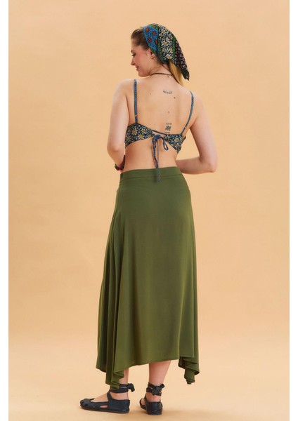 Fermuar Detaylı Yırtmaçlı Asimetrik Etek indirimleri