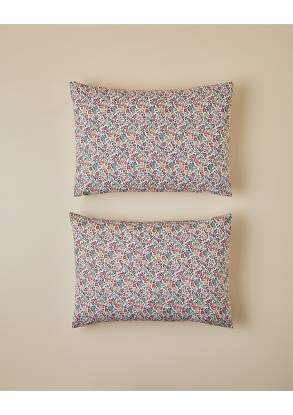 Posy Garden Kolay Ütülenir 2'li Yastık Kılıfı 50X70 cm Kırmızı - Yeşil