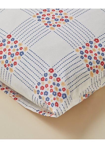 Daisy Plaid Kolay Ütülenir 2'li Yastık Kılıfı 50X70 cm Kırmızı - Mavi