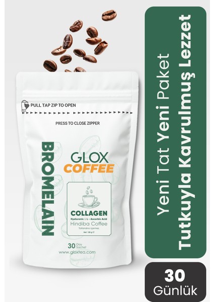 Kolajen ve Bromelain Destekli Gelişmiş Formül ve Collagen Içeren Kahve 1 Paket