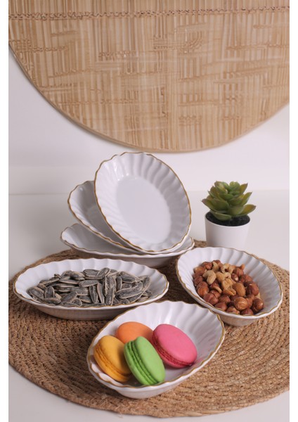 Yaldızlı Çerezlik Sunumluk Kahvaltılık 6 Adet Beyaz Renk fiyatları