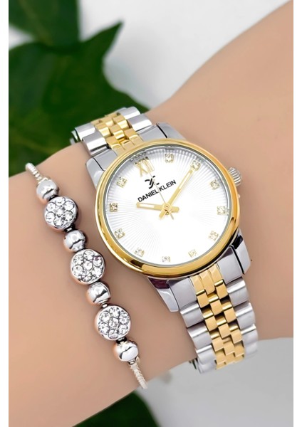 Çelik Kordon Kadın Kol Saati 3 Atm Suya Dayanıklı Gümüş-Gold ZMDK1184