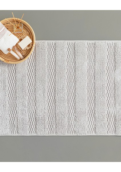 Ava Pamuklu Banyo Paspası 60 x 90 cm Açık Gri