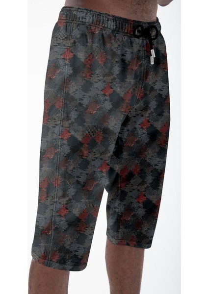 Diz Altı Uzun Model Su Itici Özellikli Likralı Esnek Kumaş Erkek Plaj Deniz Kapri Şort - 943-SIYAH modelleri