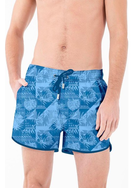 Mini Model Su Itici Özellikli Dijital Baskılı Kısa Boy Erkek Plaj Deniz Şort Mayo - 278-SAKS