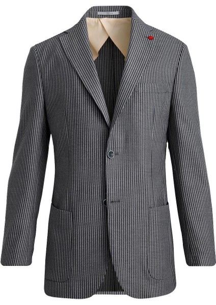 Lacivert Mono Yaka, Torba Cep, Çift Yırtmaç Ceket