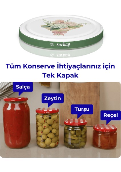Hijyenik Paketli 10 Adet Kavanoz Kapağı – Yeşil Buket – 82 mm