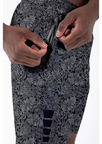 Uzun Boy Model Su Itici Özellikli Dijital Baskılı Erkek Plaj Deniz Şort Mayo - 243-SIYAH modelleri