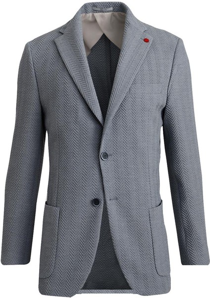 Mavi Mono Yaka, Torba Cep, Çift Yırtmaç Ceket