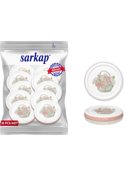 Hijyenik Paketli 10 Adet Kavanoz Kapağı – Pembe Buket – 82 mm