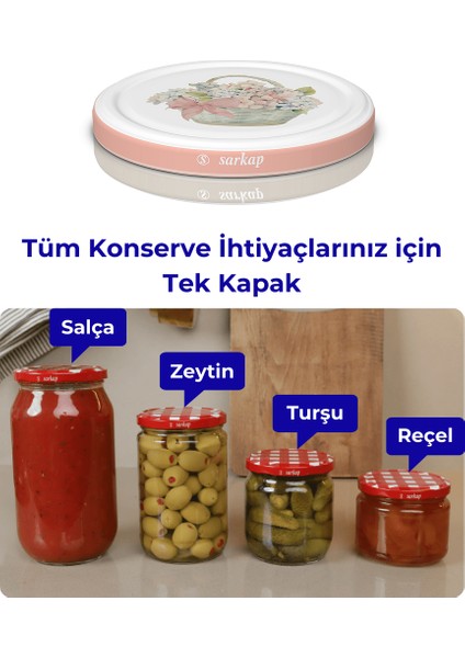Hijyenik Paketli 10 Adet Kavanoz Kapağı – Pembe Buket – 82 mm