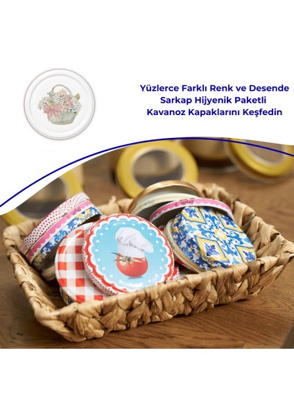 Hijyenik Paketli 10 Adet Kavanoz Kapağı – Pembe Buket – 82 mm