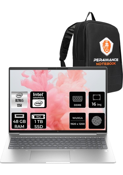 Elitebook 660 G11 Intel Core Ultra 5 125U 48GB 1tb SSD 16" Fhd+ Fdos Taşınabilir Bilgisayar & Per4 Çanta B2PK4ESPN328