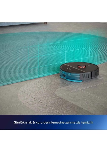 3000 Serisi Islak Kuru Moplu Siyah Robot SÜPÜRGE,4000 Pa, Sert Zemin ve Halıya Uygun XU3100