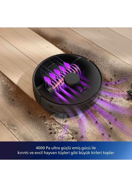 3000 Serisi Islak Kuru Moplu Siyah Robot SÜPÜRGE,4000 Pa, Sert Zemin ve Halıya Uygun XU3100