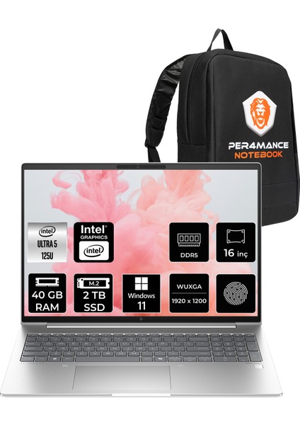 Elitebook 660 G11 Intel Core Ultra 5 125U 40GB 2tb SSD 16" Fhd+ Windows 11 Home Taşınabilir Bilgisayar & Per4 Çanta B2PK4ESPN364