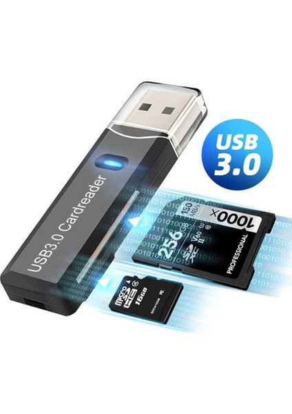 NO143 Kart Okuyucu Micro Sd Kart Okuyucu Usb 3.0 Çevirici Adaptör ( 2 ADET)
