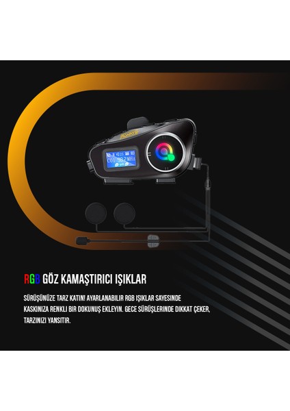 Always Q58 Max 500M Telsiz Mesafeli Motosiklet Kaskı Interkom Çift Sürücü Iletişimi Mp3 Fm Radyo