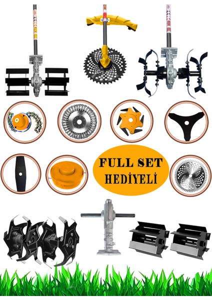 German 10 İN 1 Gtx Series Sırt Tipi Tırpan Benzinli Motorlu Çim Ot Çalı Biçme Makinesi Full Aparatlı