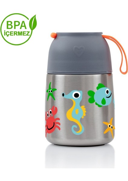 450ML Baskılı Bebek Mama Saklama Termosu Vakumlu Çift Taraflı Termos