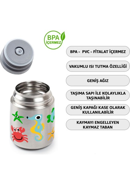 450ML Baskılı Bebek Mama Saklama Termosu Vakumlu Çift Taraflı Termos fırsatları