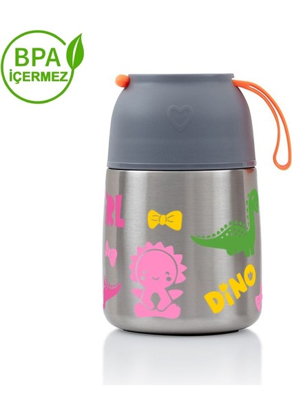 450MLKIZ Çocuk Dinazor Baskılı Bebek Mama Saklama Termosu Vakumlu Çift Taraflı Termos fiyatları