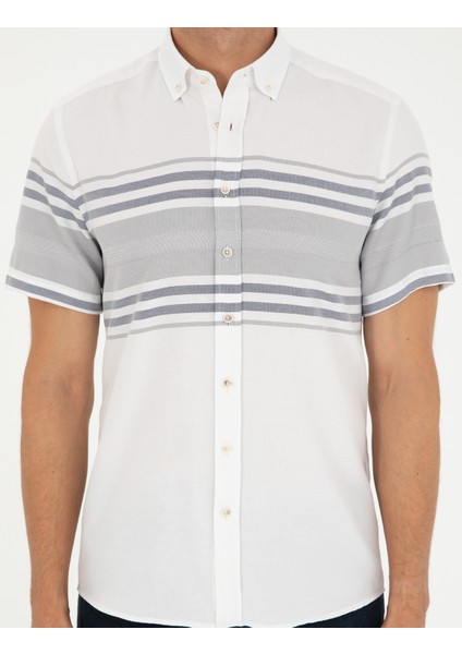 Erkek Lacivert Regular Fit Kısa Kollu Gömlek 50296040-VR033